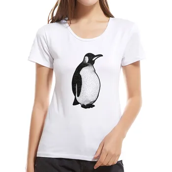 Moterų Marškinėliai Mados Vasaros Atsitiktinis Marškinėliai Medvilnės Animacinių filmų Pingvinas trumpomis Rankovėmis T-Shirt camiseta mujer футболка женская #E
