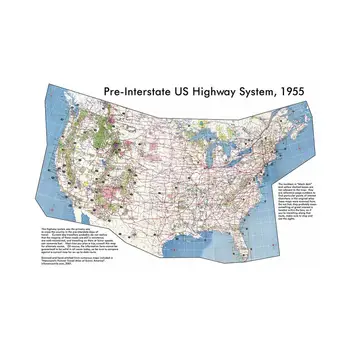150x100cm iš Anksto Interstate Amerikos Greitkelių Sistema, Jungtinių valstijų Žemėlapis Mokyklos Buveinė Sienų Dekoras Tapyba