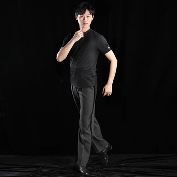 Suaugusiųjų lotynų šokių suknelė marškinėliai vasaros trumparankoviai cheongsam sagtis šiuolaikinio šokio vyrų šokio praktika drabužius GB šokis - AZ1087