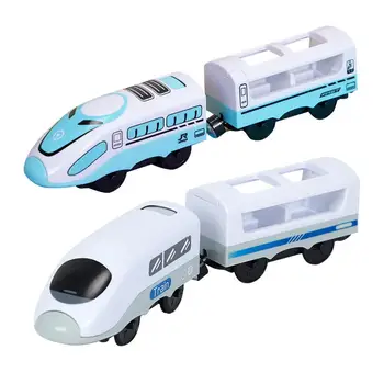 Geležinkelio Lokomotyvų Magnetinio Prijungtas Elektros Mažų Traukinį Magnetinių Bėgių Žaislas Suderinama su Medinių Bėgių Metu Vaikams
