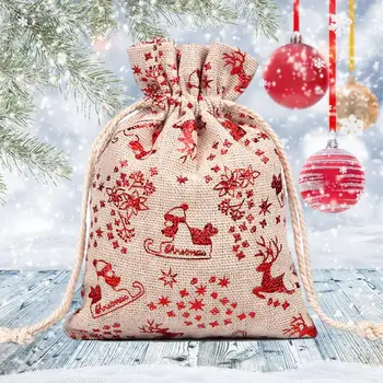 Kalėdų Medvilnės, Lino Maišelis Vietoje tarpvalstybinių Kalėdų Ornamentu maišas Maišas Dovanų Saldainių Kalėdų Y6U4