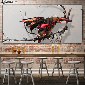Abstrakčios drobės dažymas dekoratyvinis nuotrauką Paukštis ant šakos plakatas ir Spausdina Gyvūnų pasirinktinius nuotraukų Kambario Dekoravimas Paveikslų