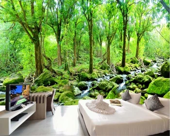 Beibehang Akį traukiantis asmenybės dekoratyvinis dažymas tapetų HD aliejaus tapybai miškų kraštovaizdžio fone 3d tapetai
