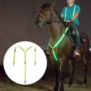 LED Arklių Pakinktų Saugos Naktį Matomos Equitation Breastplate Lenktynių Apykaklės Nailono Diržas Jojimo Reguliuojamas Ilgis Lauko