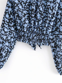 Streetwear Moterų Mėlynos spalvos Gėlių Spausdinti Marškinėliai 