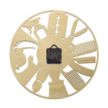 Kirpykla Priemonė, Dekoratyvinės Medžio Sieninis Laikrodis Natūralus Rankų Darbo Medinės Sienos Meno Kirpykla Asmeninį Laikrodžiai