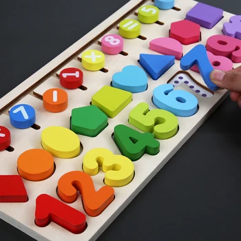 Ikimokyklinio Mediniai Montessori Žaislai Skaičius Geometrinės Formos Pažinimo Rungtynės Kūdikių Ankstyvojo Ugdymo Mokymo Priemonių Matematika Žaislai Vaikams