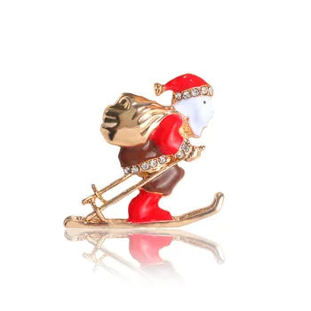 Naujųjų Metų Dovana Retro Slidinėjimo Santa Claus Anti-tuščias Kalėdų Sagės Papuošalai Pin Corsage