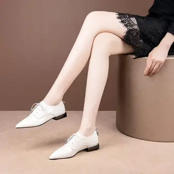 2020 naują pavasario ir rudens oda mažai obcasie visas rungtynes, mažas odos batai mados minkštas vienintelis vieną batai moterims X298