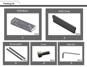 Barrow RAM Blokuoti naudoti 2vnt/4pcs RAM 2/4 Kanalo Aušinamas Skaidrus Radiatorius su Metalo Dangčiu 1 blokas + 2/4 Padengti RGB 5V 3PIN