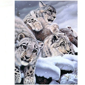 YIKEE diamond tapybos Sniego Leopardas,diamond tapybos 5d,5d 
