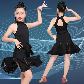 Naujas Elegantiškas Vaikams Lotynų Šokių Suknelės Mergaitėms Pakraštyje Suknelė Kutas China Etape Sportinių Rezultatų Šokių Praktikos Drabužiai