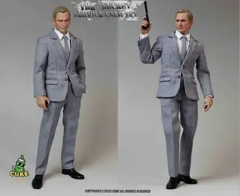 MA-009A 1/6 James Bond Pilkos spalvos Drabužius su Ginklu Modeliu 12