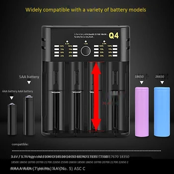 Baterijos Įkroviklis USB Smart Ličio Baterija Keturių Tarpsnių Nepriklausomų Įkroviklis, dėl 18650 / AA / AAA / 26650 Baterijos