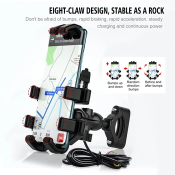 Motociklo Mobilųjį Telefoną, Navigacijos Laikiklis Laikiklis Paramos Rankenos galinio vaizdo Veidrodėlio tvirtinimo Apkaba Laikiklis su USB Prievadas