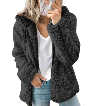 Moteris striukė 2021 Europos naujų mados ilgai sleeeve apranga gobtuvu vilnos vilnos paltai moterims šiltas
