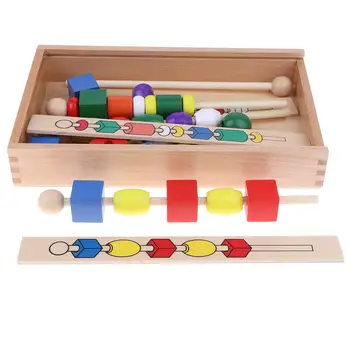 Montessori Jutimo Matematikos Medžiagas Medinių Žaislų Geometrijos Karoliukai Jungiamąją Spalvų Atitikimo Žaidimas, Dovana Kūdikiui, Vaikams, Vaikai