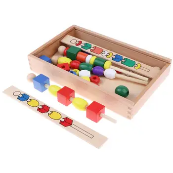 Montessori Jutimo Matematikos Medžiagas Medinių Žaislų Geometrijos Karoliukai Jungiamąją Spalvų Atitikimo Žaidimas, Dovana Kūdikiui, Vaikams, Vaikai