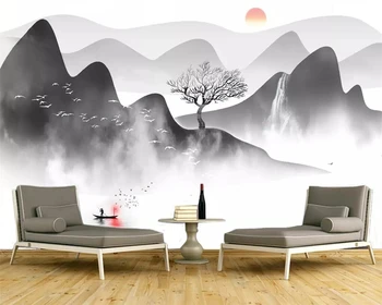 Beibehang Užsakymą tapetai Kinijos rašalo kraštovaizdžio krioklys TV foną, sienos, namo apdailos gyvenimo kambario, miegamasis 3d tapetai
