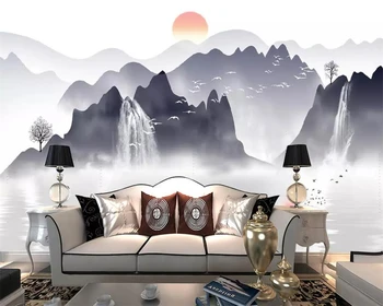 Beibehang Užsakymą tapetai Kinijos rašalo kraštovaizdžio krioklys TV foną, sienos, namo apdailos gyvenimo kambario, miegamasis 3d tapetai