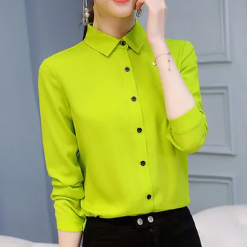 Elegantiškas Office Lady Stiliaus Pavasarį, Rudenį Atsitiktinis Marškinėliai Korėjos Slim Viršūnes Verslo Kietas Plonas Moteris, Žemiausią Marškinėliai Blusas 12081