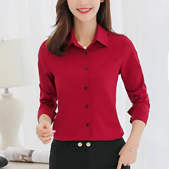 Elegantiškas Office Lady Stiliaus Pavasarį, Rudenį Atsitiktinis Marškinėliai Korėjos Slim Viršūnes Verslo Kietas Plonas Moteris, Žemiausią Marškinėliai Blusas 12081