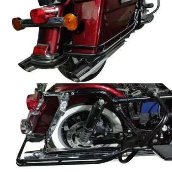 Motociklo Juodasis Geležies Galiniai Saddlebag Guard Twin Geležinkelių Parama Harley 