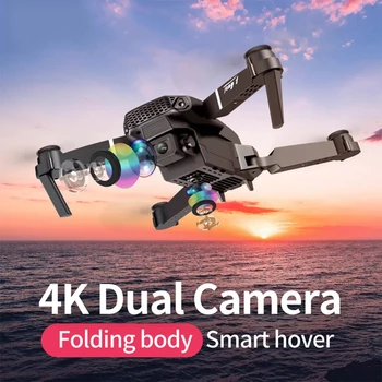 NAUJAS E88 RC 4k HD Drone Su Dual camera drone WiFi 1080p realaus laiko dėžė FPV drone Su LED Žibintai