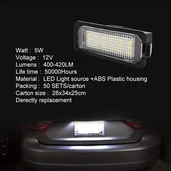 Safego 2 vnt 5W Canbus LED Licenciją Plokštelės Šviesos 18 SMD 2835 Automobilį Auto Bagažo Mandagumo Daiktadėžė Lempos Vandeniui Volkswagen