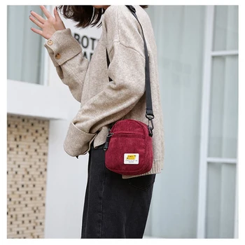 Japonijos ir korėjos Stiliaus Moteris Drobės Vieną Petį Krepšys Mažas Kvadratas Maišelį Velvetas Maišelį Minkšta Rankena 2019 Naujas