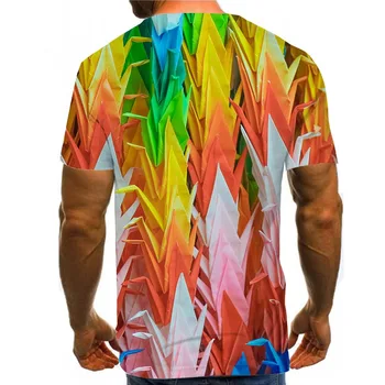 Vyrai Grafinis T Marškinėliai Apvalios Kaklo 3D Spausdinimo Trumpas Rankovės Kasdien Viršūnes Vaivorykštė Pigmento Tees