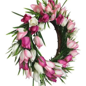 18 Colių Dirbtinio Šilko Tulpių Durų Vainikas Europos stiliaus Festivalis Apdailos Gėlių Vainikas Valentino Dieną Vainikas