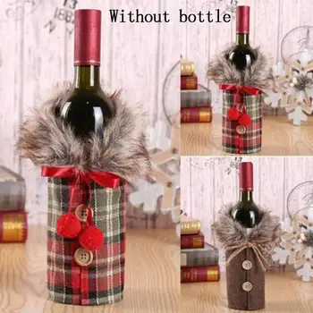 Kūrybos Kalėdų Naujas Valgomojo Stalas, Buitinė Vyno Butelis Dryžuotas Vyno Bot Vyno Sijonas Apdailos K3B2 Dekoro Pledas Namuose Nustatyti Z5S8