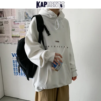 KAPMENTS Vyrų Japonijos Streetwear Laiškas su Gobtuvu Hoodies 2020 Puloveris Mens Harajuku Hoodie Vyrų Mados Kpop Hip-Hop Susagstomi megztiniai