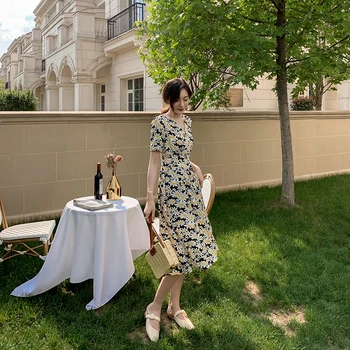 Naujasis prancūzijos eilės sagtis arbatos rodo, plonas temperamentas sulaužytų gėlių sijonas Daisy suknelė moteriška vasaros suknelė