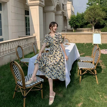 Naujasis prancūzijos eilės sagtis arbatos rodo, plonas temperamentas sulaužytų gėlių sijonas Daisy suknelė moteriška vasaros suknelė