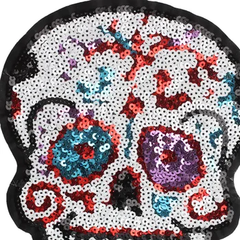 GUGUTREE siuvinėjimai Blizgančiais didelis kaukolė pleistrai mirties pleistrai emblemos aplikacijos lopai drabužių JW-37