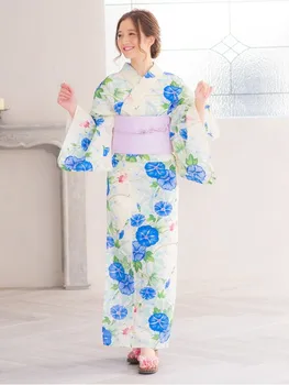 Nauja Japonų Tradicinių Kimono Oficialų Suknelė Yukata Moterų Fejerverkų Festivalis Kelionės Audinio Medvilnės Cosplay Apranga Su Diržu