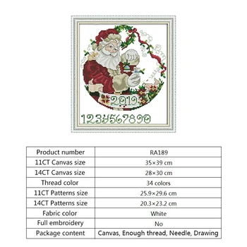Santa Claus Kryželiu Siuvinėjimo Rinkinys DMC Medvilniniai Siūlai Atspausdinta Drobė 14CT 11CT Skaičiuojami ir Antspaudu 