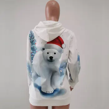 Rudens/Žiemos Storio Plius Dydis Moterų, Palaidinės Kalėdų Tema Ir Polar bear 3D Atspausdintas Prarasti Gobtuvu Hoodies Pora sportiniai Kostiumai