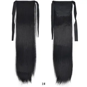 SHANGZI Tiesiai Wrap Aplink Įrašą plaukai surišti į uodegą Hairpieces ilgi Plaukai Pratęsimo Karščiui Atsparių Sintetinių Netikrą Plaukų moterims