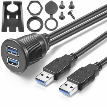 6FT Dual USB 3.0 vandeniui kabelis Dviguba USB3.0 VYRŲ ir MOTERŲ Pratęsimo AUX Flush Mount Automobilių Prijungti Kabeliai, Prietaisų Skydelis 2m