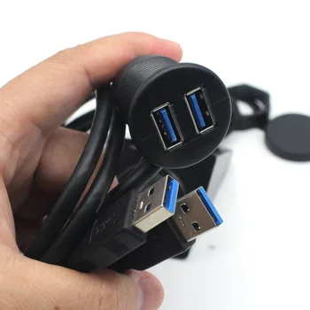 6FT Dual USB 3.0 vandeniui kabelis Dviguba USB3.0 VYRŲ ir MOTERŲ Pratęsimo AUX Flush Mount Automobilių Prijungti Kabeliai, Prietaisų Skydelis 2m