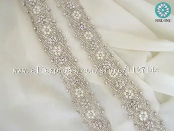 (10 metrų), Didmeninės rankų zawalcowany siuvimo sidabro kalnų krištolas pearl aplikacijos, apdailos geležies vestuvių suknelė varčios WDD0777