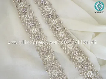 (10 metrų), Didmeninės rankų zawalcowany siuvimo sidabro kalnų krištolas pearl aplikacijos, apdailos geležies vestuvių suknelė varčios WDD0777