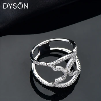 Dyson 925 Sterlingas Sidabro Žiedai Kirsti Linijos Multi-layer Populiarus Europos Aiškiai Cirkonis Žiedai Moterų, Mergaičių Hotsale Fine Jewelry