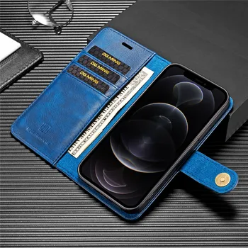 Mėlyna Magnetinio 2 in 1 Nuimamas Piniginės Flip Case For iPhone 12 11 Pro Max X XS XR 6S 7 8 Plius SE2 12 Mini Atveju Odinis Prabanga