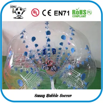 Nemokamas Pristatymas 4pcs (2vnt Raudona+2vnt Blue+1pc Ventiliatoriaus)1.5 M PVC Geros Kokybės Burbulas Futbolas, Kūno Zorb Kamuolys, Bubble Ball Kostiumai.