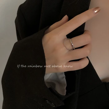 Korėjos Tendencija Žiedas moteris, Dviejų Pakopų Asmenybės Dizaino Grandinės Kutas Žiedas 