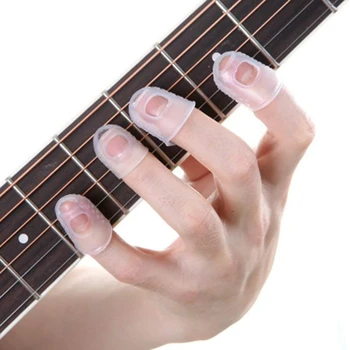 Gitara piršto apsauginis dangtelis 8 kirtikliai, 5 pirštu pristatomos vaikiškos lovelės, tinka pradedantiesiems groti Ukulėle elektrine gitara, skaidri